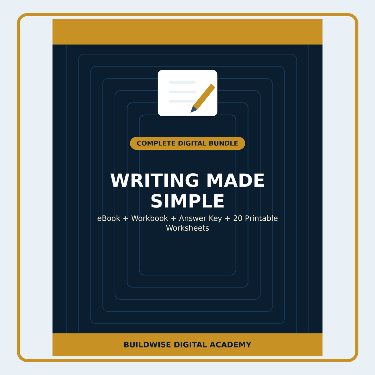 Writing Made Simple beginner eBook, workbook, answer key and printable worksheet digital bundle